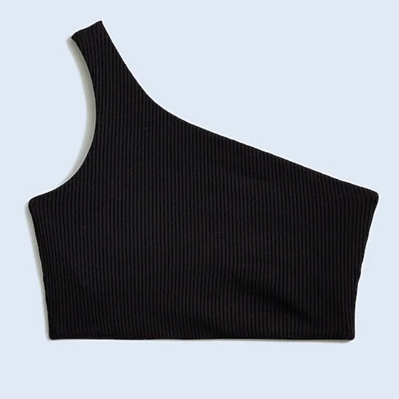 Madewell true black Ribbed One-Shoulder Longline Bikini Top - Picture 2 of 3